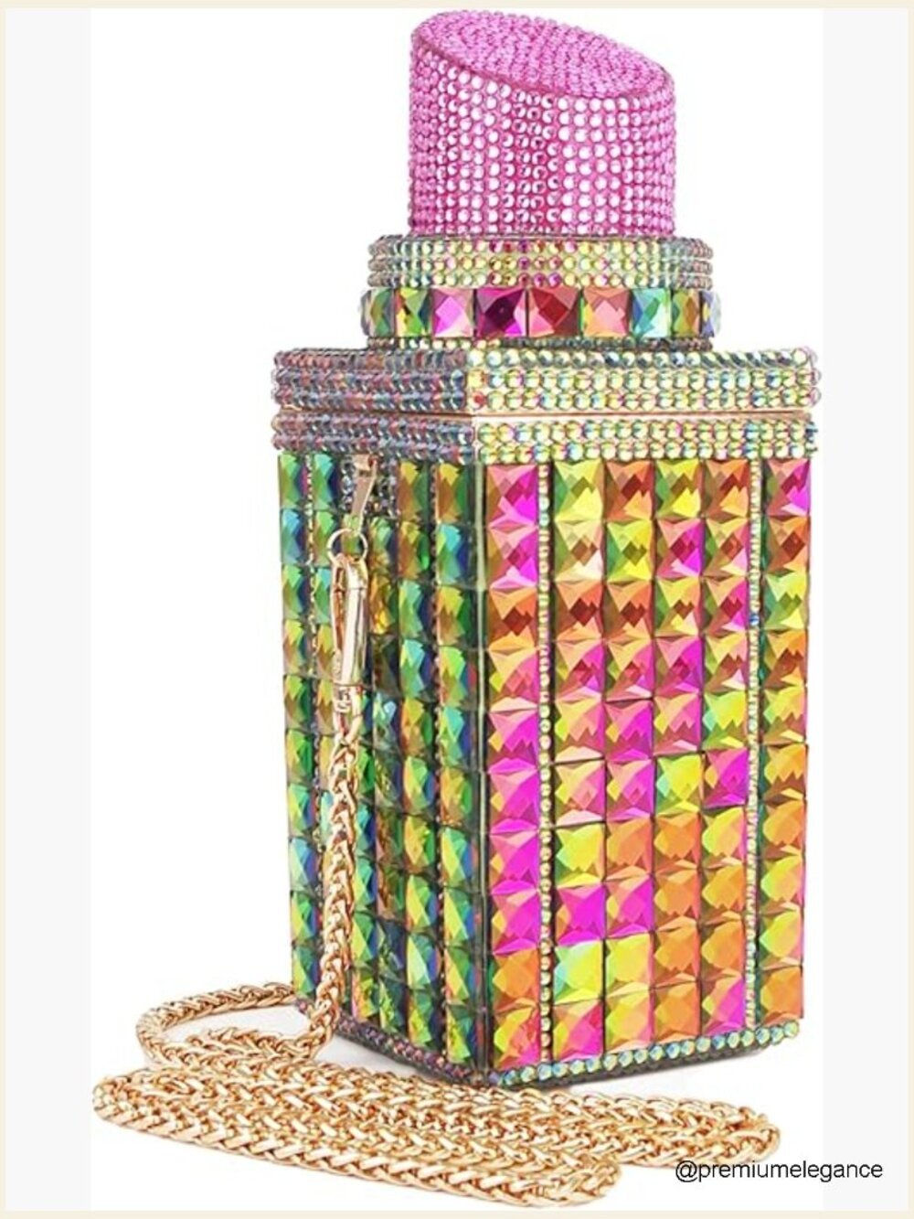 Rhinestone Crystal Glitter Evening Clutch Lipstick Shape Banquet Bag Sparkly